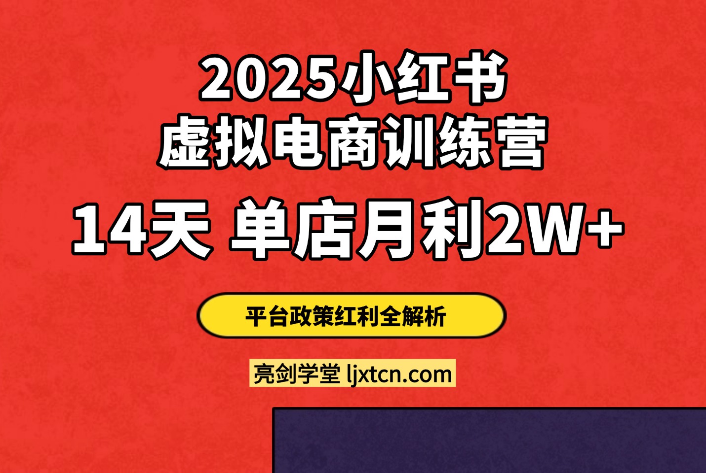2025小红书虚拟电商训练营：14天单店月利2W+，平台政策红利全解析​-迷胡学堂