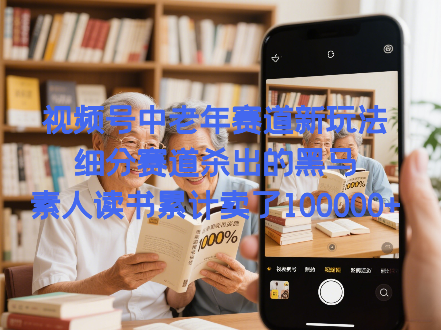 视频号中老年赛道新玩法，细分赛道杀出的黑马，素人读书累计卖了100000+-迷胡学堂