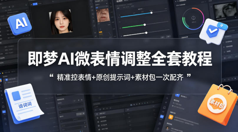 即梦AI微表情调整全套教程，精准控表情+原创提示词+素材包一次配齐-迷胡学堂