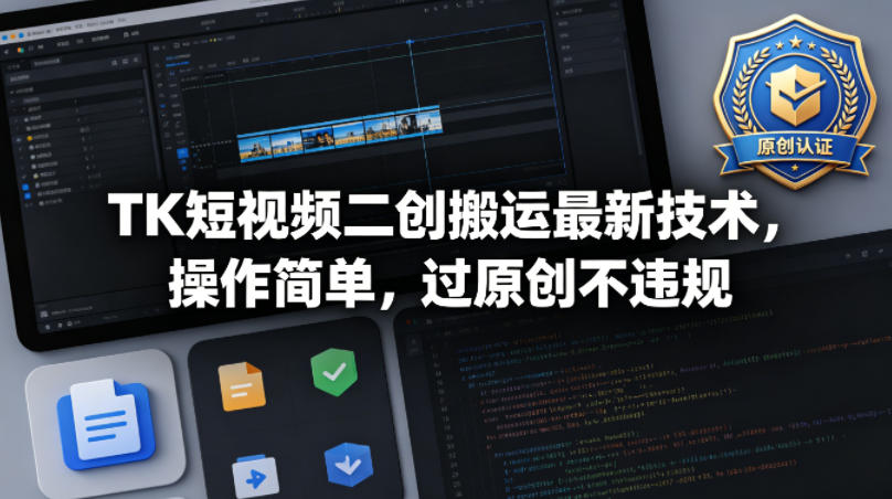 TK短视频二创搬运最新技术，操作简单，过原创不违规-迷胡学堂
