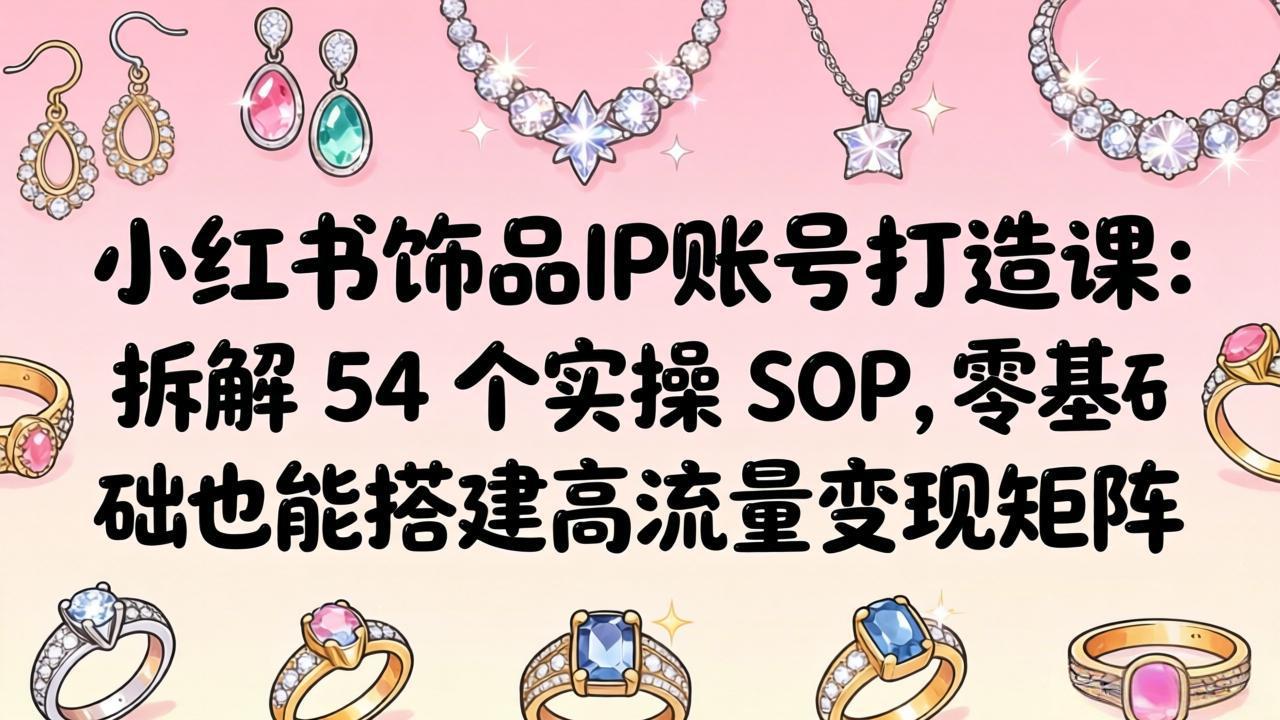 小红书饰品IP账号打造课：拆解 54 个实操 SOP，零基础也能搭建高流量变现矩阵-迷胡学堂