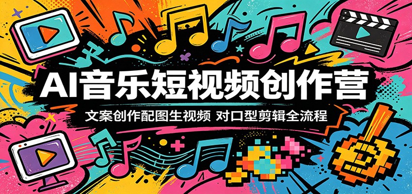 AI音乐短视频创作营：文案创作配图生视频，对口型剪辑全流程-迷胡学堂