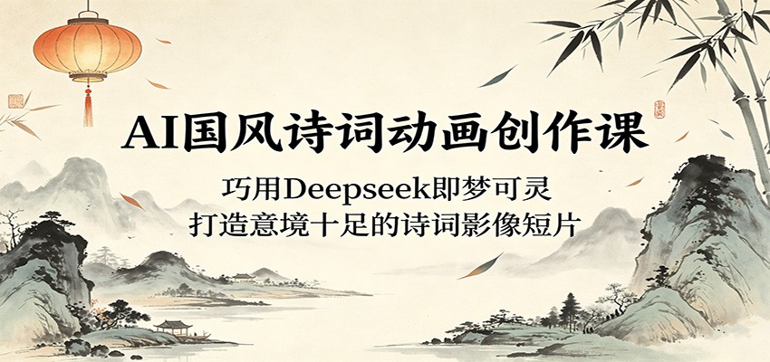 AI国风诗词动画创作课：巧用Deepseek即梦可灵，打造意境十足的诗词影像短片-迷胡学堂