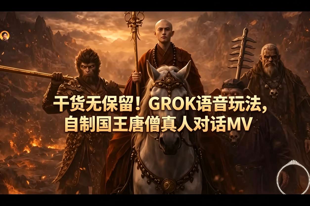 干货无保留！GROK语音玩法，自制国王唐僧真人对话MV-迷胡学堂