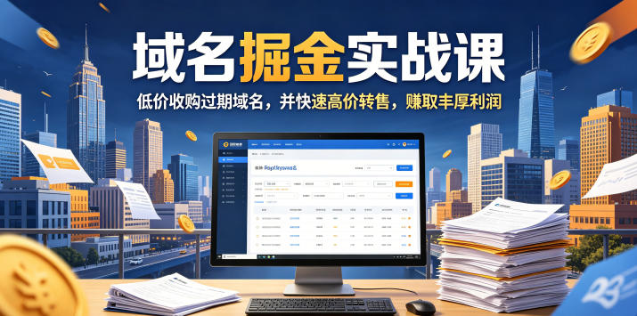 域名交易掘金实战课，低价收购过期域名，并快速高价转售，賺取丰厚利润【原创双语字幕】-迷胡学堂