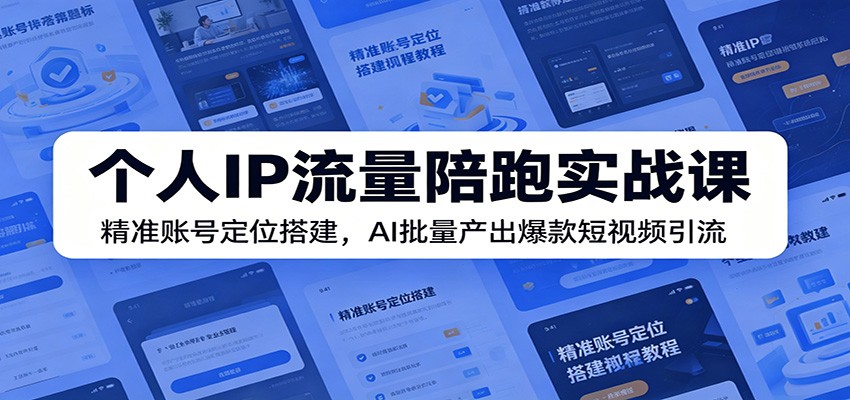 个人IP流量陪跑实战课：精准账号定位搭建，AI批量产出爆款短视频引流-迷胡学堂