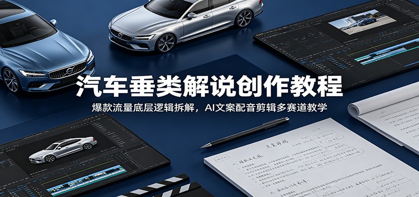 汽车垂类解说创作教程：爆款流量底层逻辑拆解，AI文案配音剪辑多赛道教学-迷胡学堂