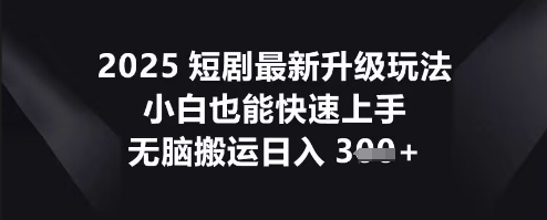 2025短剧最新升级玩法，小白也能快速上手，无脑搬运日入3张-迷胡学堂