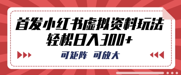 首发小红书虚拟资料玩法，可矩阵，可放大，轻松日入3张-迷胡学堂