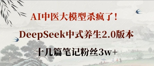AI中医大模型杀疯了！DeepSeek中式养生2.0版本，十几篇笔记粉丝3w+-迷胡学堂