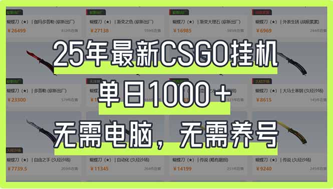 （14178期）25年最新CSGO挂机系统，单日1000+，无需电脑，无需养号，0基础可上手-迷胡学堂