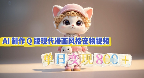 AI制作Q版现代漫画风格宠物视频，单日变现几张-迷胡学堂