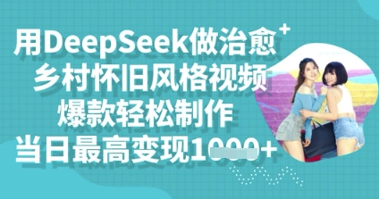 用DeepSeek做治愈乡村怀旧风格视频,爆款轻松制作,当日最高变现多张-迷胡学堂
